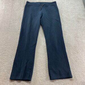 Hanes Sweatpants Mens Medium Blue Fleece Cotton Blend Drawstring Straight Leg